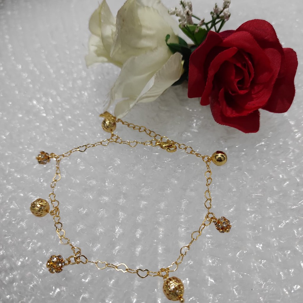 Gelang Kaki Dewasa Kerincingan Motif Hello Kitty / Kunci /Love Perhiasan Import Anti Karat Xuping