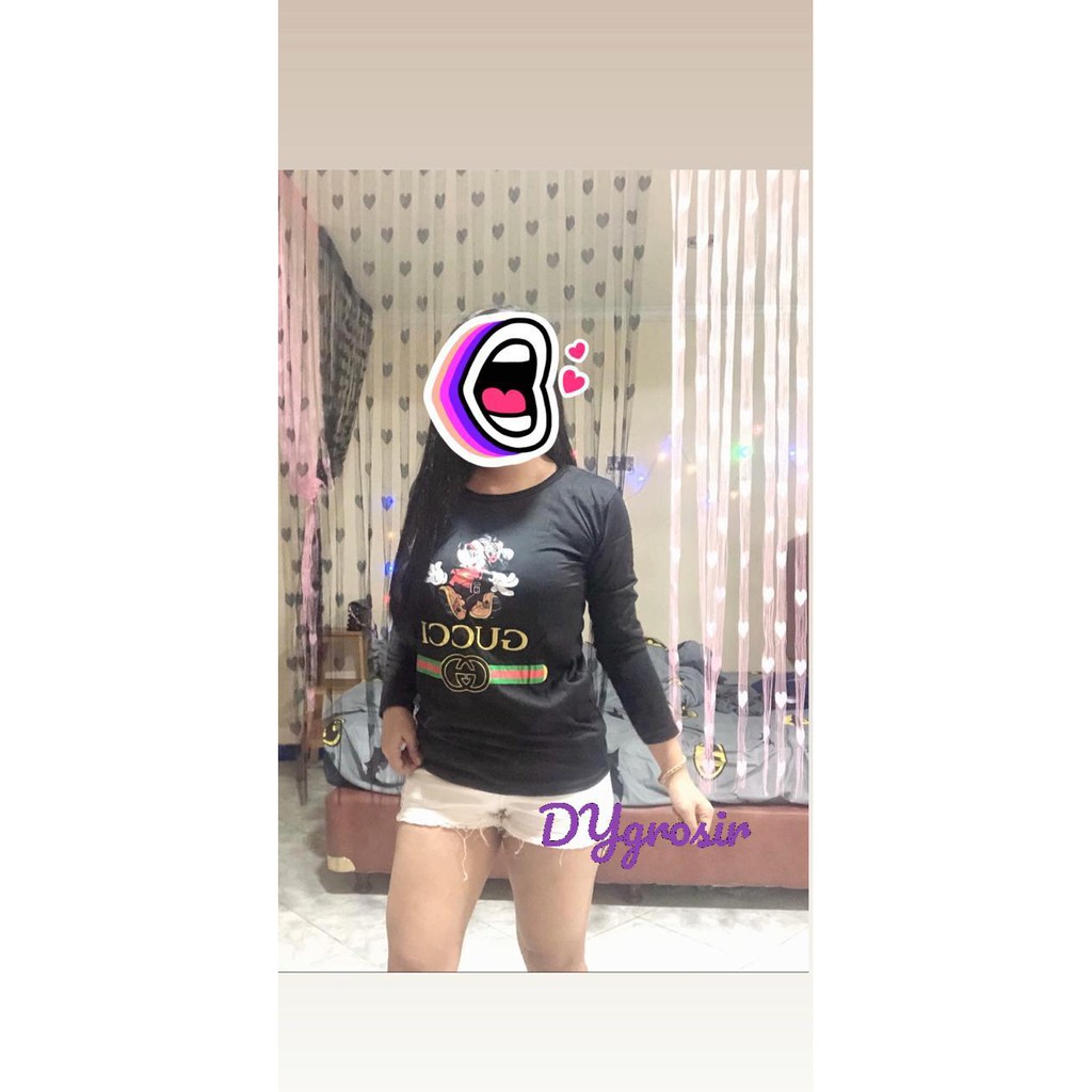 KAOS WANITA MICKEY MOUSE GC LENGAN PANJANG 3 WARNA