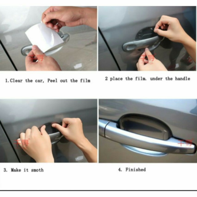 4pc stiker anti gores lecet pelindung gagang pintu mobil