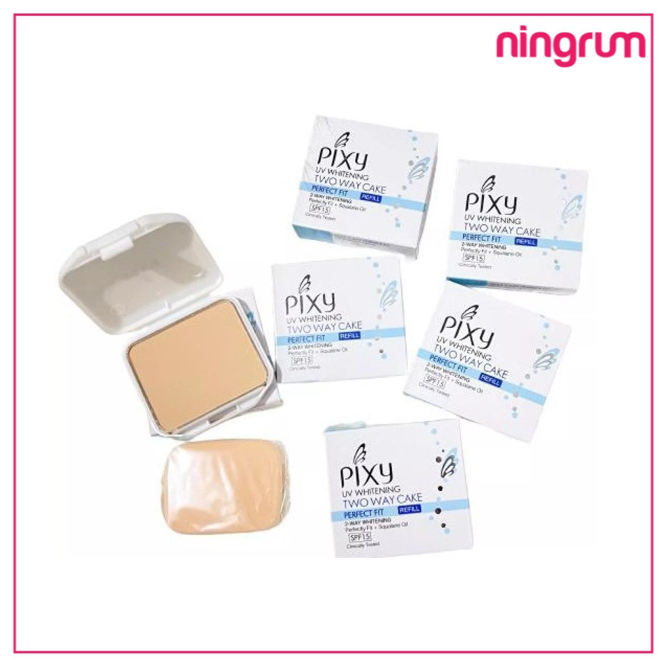 Ningrum Kecantikan Kosmetik Wajah Bedak Pixy UVW Twc Perfect Fit Bedak Padat Refill White ( 4 beauty benefit) - 8020