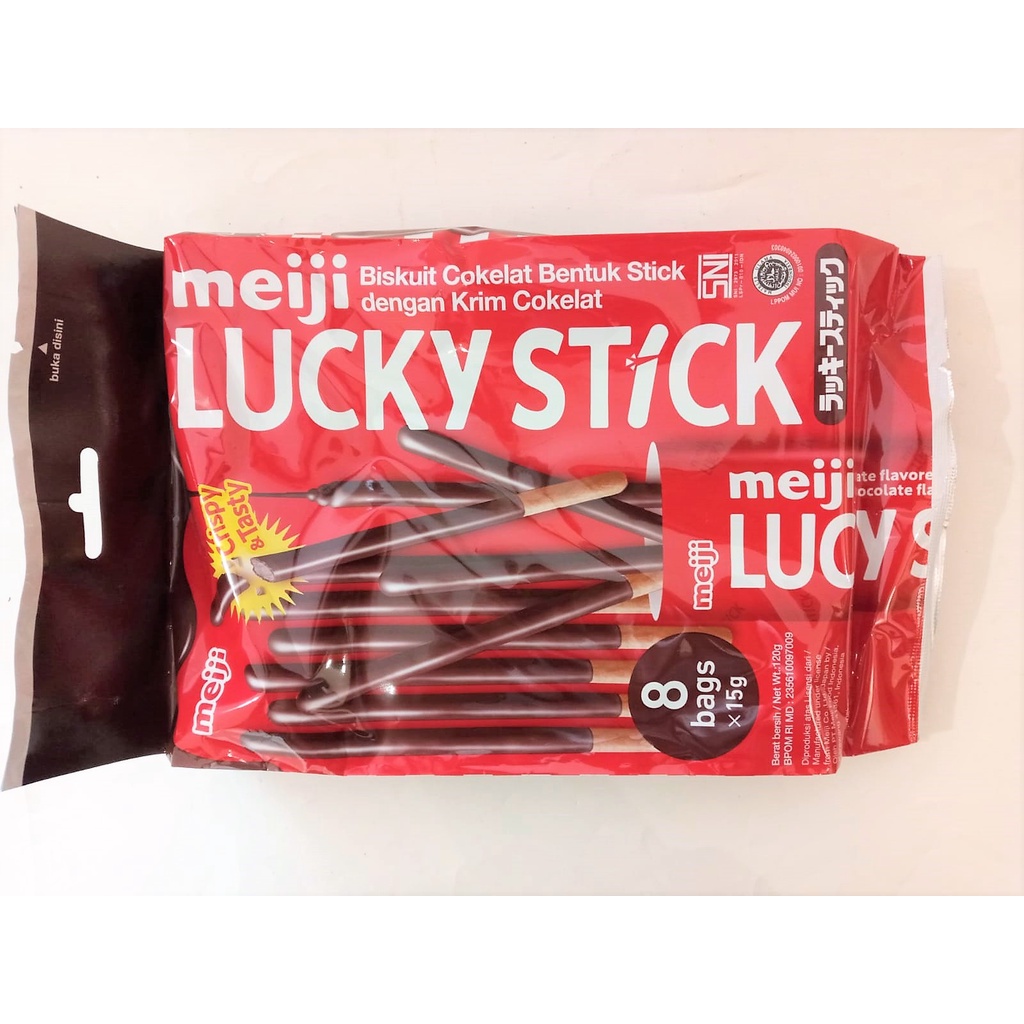 

MEIJI LUCKY STICK CHOCOLATE 120 GR / BISKUIT COKELAT BENTUK STICK DENGAN KRIM COKELAT