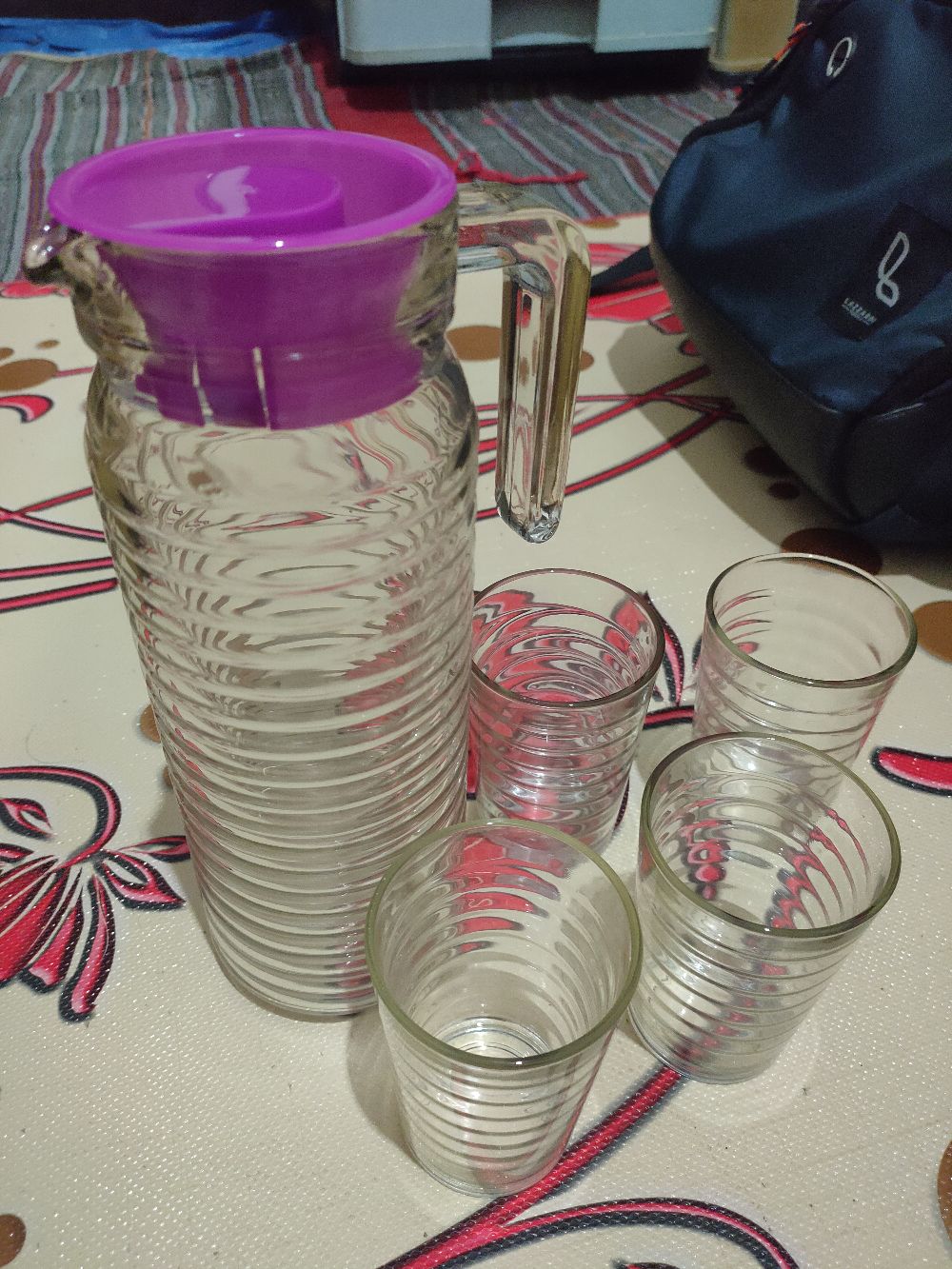 Drink Set Kaca 5 Buah Water Jug Picher Teko Air Minum