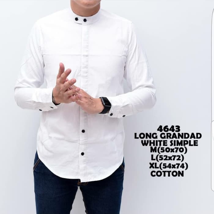 Baju kemeja cwox/pria wrn putih krah Shanghai keren