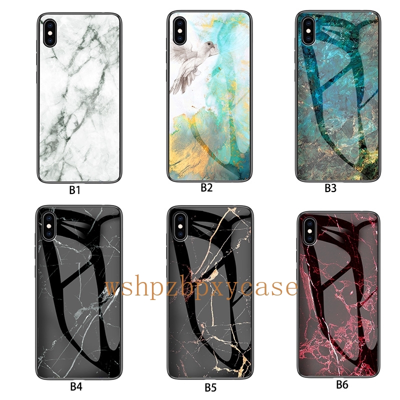 Case Samsung J7pro/J730 Marble Tempered Glass Back Cover