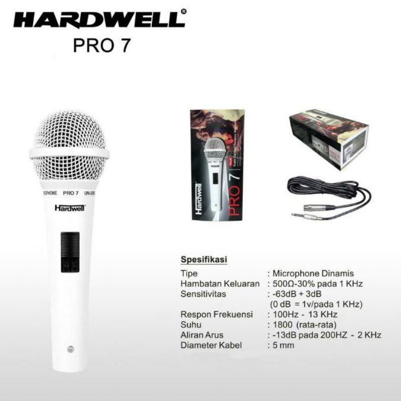 Mic Microphone kabel Hardwell Pro-7 Pro 7 Pro7 Original Mik Asli
