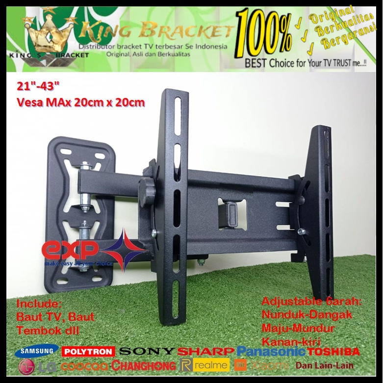 Bracket TV SONY 14 s/d 43 inch 6 ARAH FULL BESI SUPER KOKOH GARANSI 100% ORI