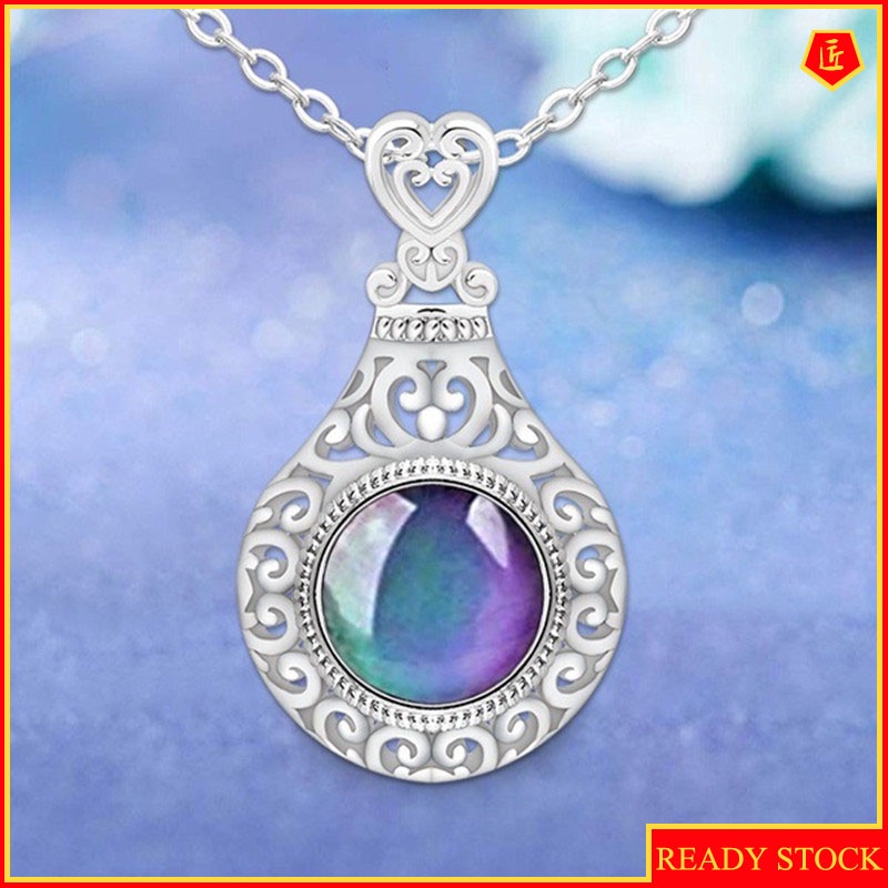 [Ready Stock]Fashion Creative Color Changing Temperature Sensing Pendant Hollow Necklace