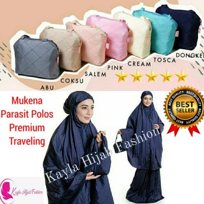 Ori&Terjamin Mukena Parasut Polos Premium Traveling Loufie Dewasa - Hitam