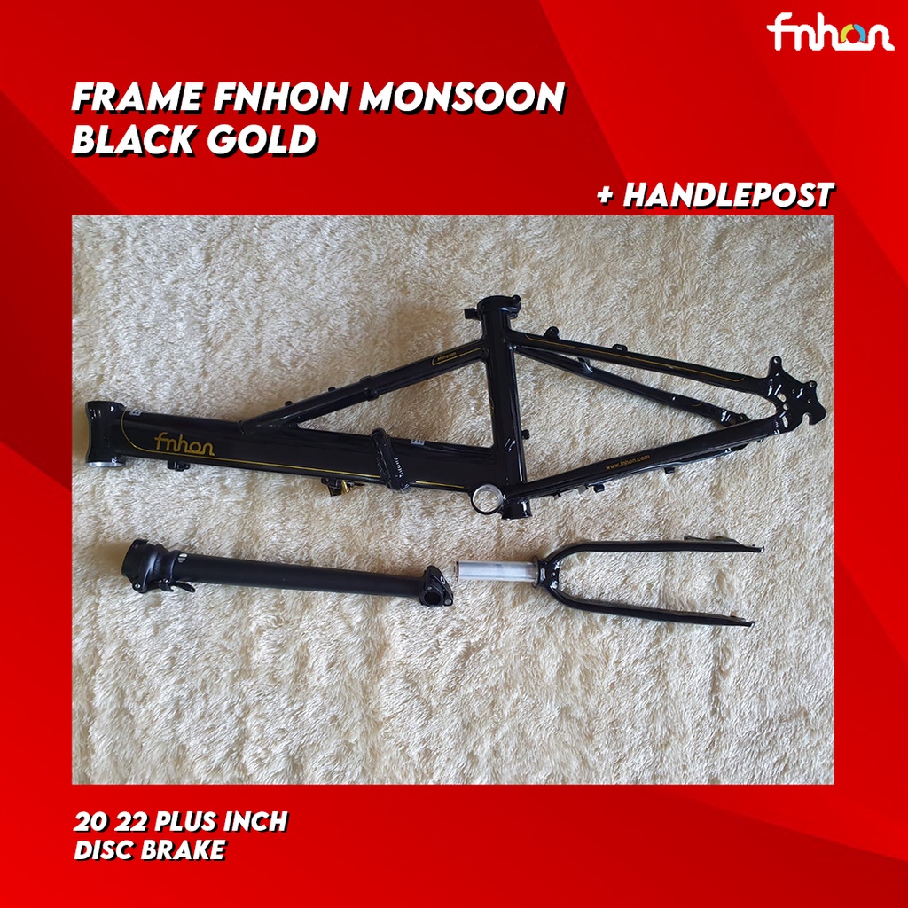 Frame FNHON Monsoon Black Gold 20 22 plus inch Disc brake discbrake DB Hitam Emas plus HP Handlepost Ori FNHON 31 35 40 cm Telescopic Sepeda Seli not BLAST STORM Discbrake DB Titanium Monson