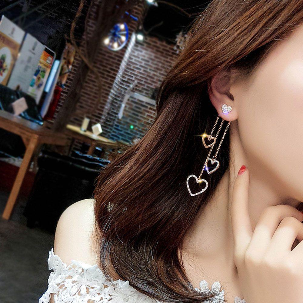 Needway Stud Earrings Geometri Mencintai Super Liontin Berongga Jantung Aksesoris Fashion Drop Earrings