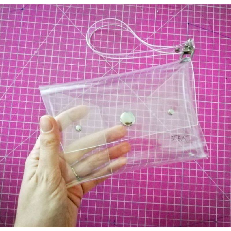 clutch transparent pouch transparan simple