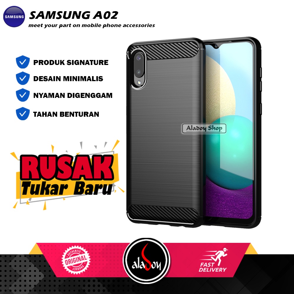 Case Samsung Galaxy A02 2021 New Slim Soft Case Carbon Premium Casing