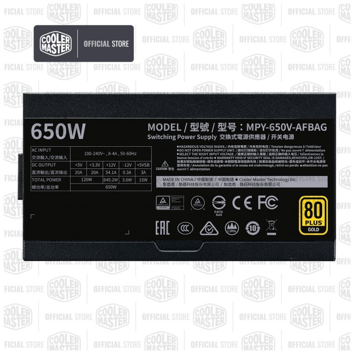 Cooler Master Power Supply V650 GOLD - V2 [MPY-650V-AFBAG-EU]