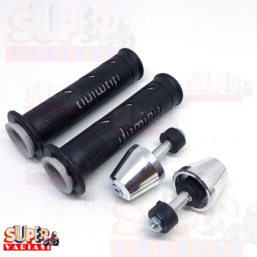 GRIP PLUS JALU STANG FU CHROM SEPASANG/ HANDGRIP MOTOR VARIASI/GRIP DOMINO SISIK JALU STANG MOTOR CHROM