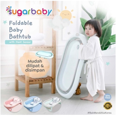 Sugar Baby Bak Mandi Bayi Foldable Baby Bathtub dengan Sensor Panas / Bantal Mandi Bayi peralatan mandi tempat mandi bayi premium