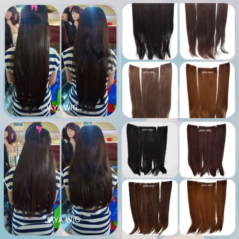 Hair clip Lurus 3 Layer Panjang 45cm Dan 60cm Hair Klip Sambungan Rambut Belakang Yang Pake Klip