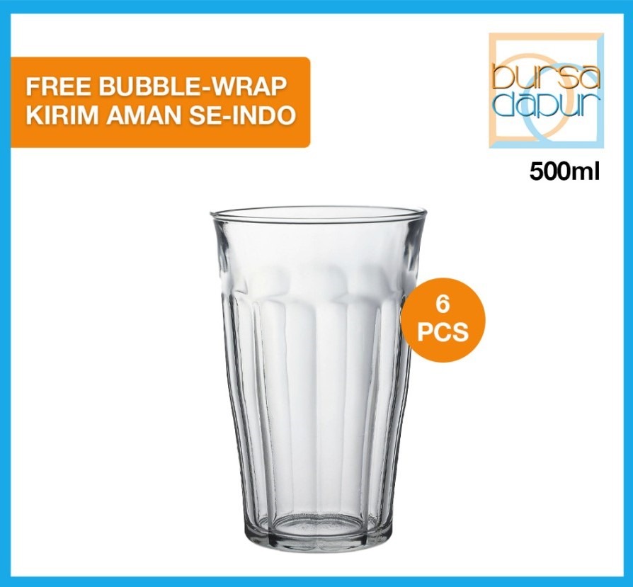 Duralex Clear Picardie Tumbler 50 cl / Gelas Minum [500 ml/6 pcs]