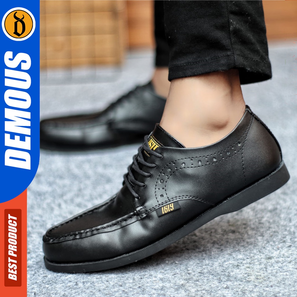 Sepatu Formal Pria Sepatu Casual Pria Kulit Pu Tali Sepatu Pantofel Kerja Kantor Kuliah Kondangan Sepatu Hitam Pria DEMOUS ZOKE