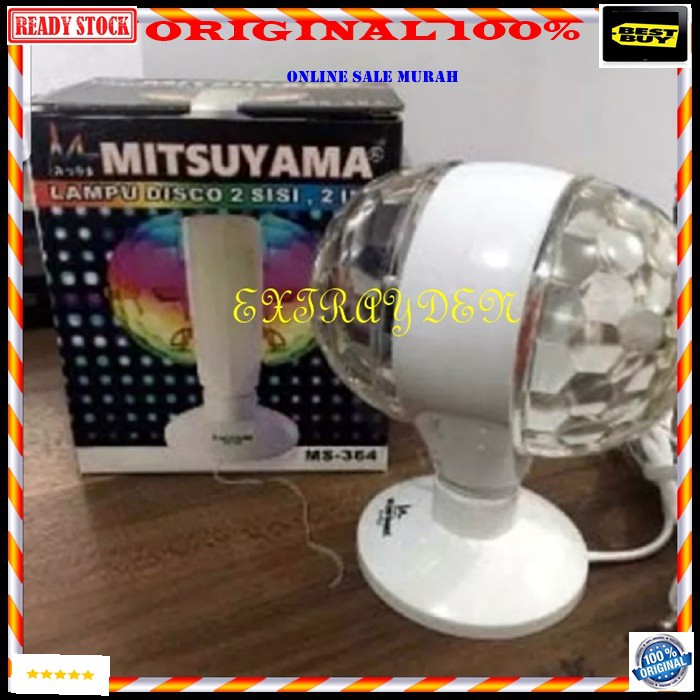 G201 Mitsuyama ori 100% lampu led disco dua sisi duduk lamp kelap kelip bohlam sinar cahaya multi warna warni motif variasi full color colour dobel double original  Tinggal colok saja gmnpng pasang nya  Spesifikasi: - Lampu Disco 2 sisi - Sumber Daya AC 2