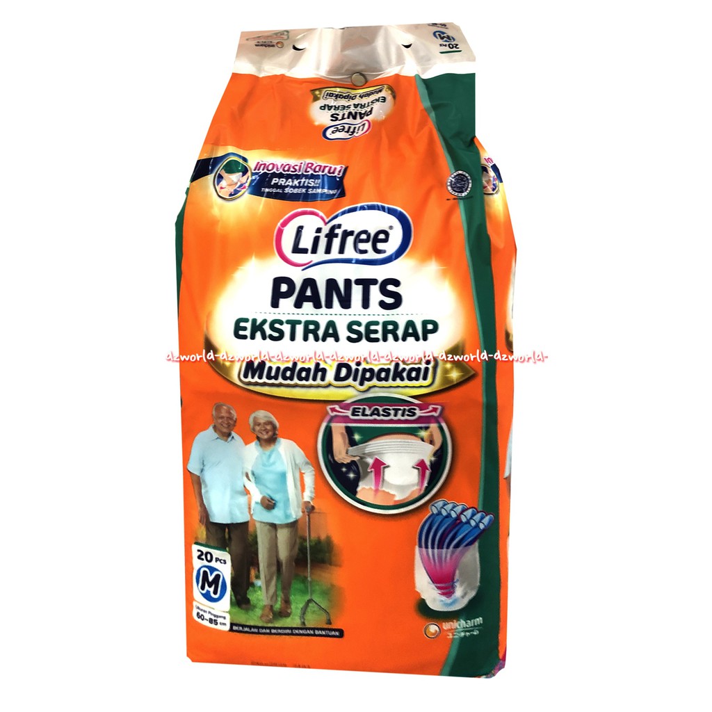 Lifree Popok Celana M 20 Extra Serap Diapers Dewasa Life Free Liffree Hijau M20