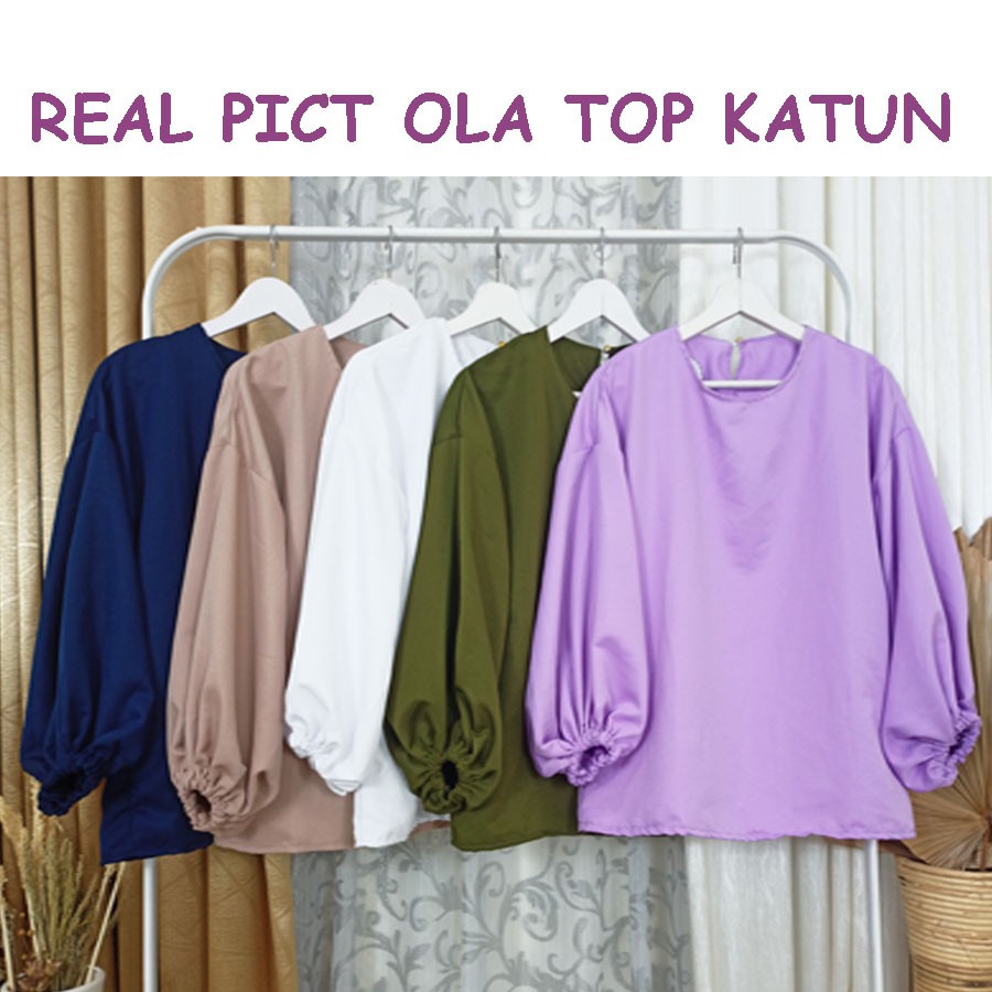 OLA TOP BLOUSE LENGAN BALON KATUN CARLINA