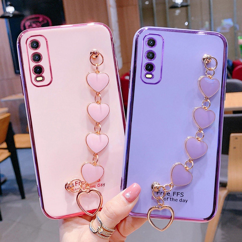 Jual Plated Gold Electroplated Heart Bracelet Holder Case Vivo Y21 Y33S  Y21S Y20sG V21 V21E V20 SE Pro Y20 Y20i Y20S Y30 Y50 Cover | Shopee  Indonesia