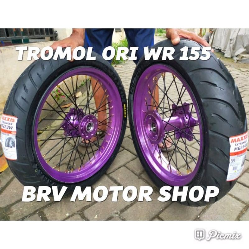VELG SUPERMOTO WR 155 - VELG YAMAHA WR TROMOL ORI 300+350-17 BAN MAXXIS DI JAMIN ORI