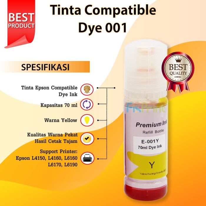 Tinta Epson Compatible 001 Printer L4150 L4160 L6160 L6170 L6190