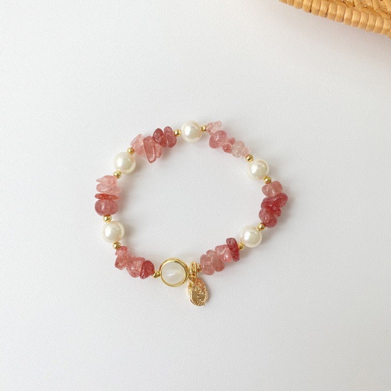Aura Bracelet Gemstone Bracelet Gelang Wanita Batu Alam-Dark Pink