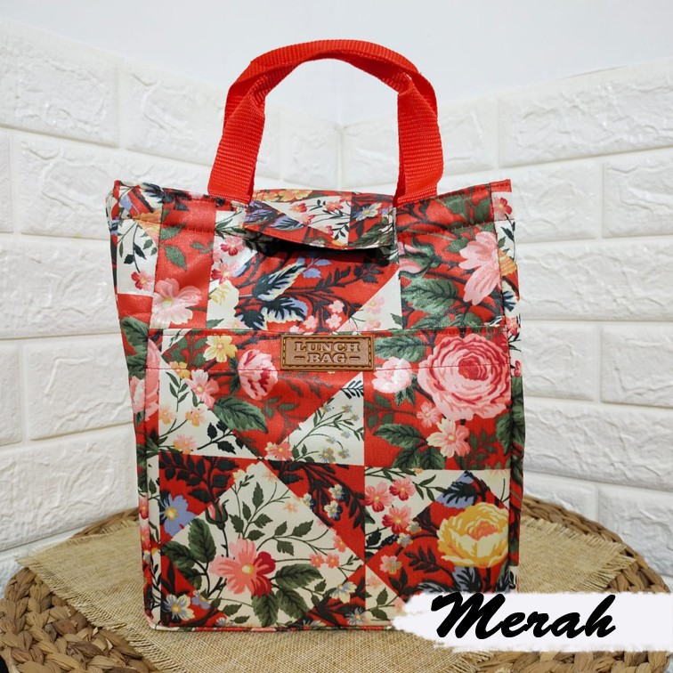 Tas Bekal Makanan Lunch Bag motif Perekat Cooler Bag Aluminium Foil Lunch Box Set Tempat Kotak Makan