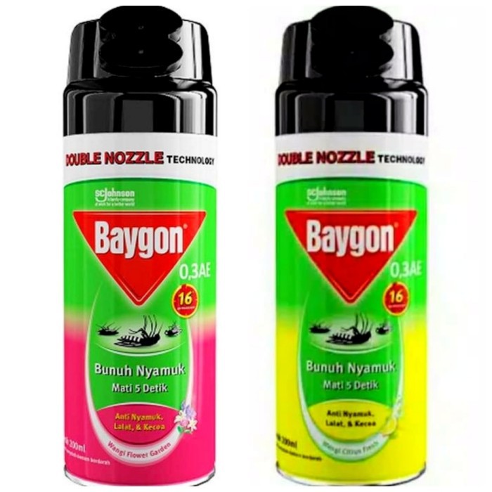 OBAT NYAMUK LALAT KECOA SEMPROT SPRAY BAYGON 200 ML AEROSOL DOUBLE NOZZLE