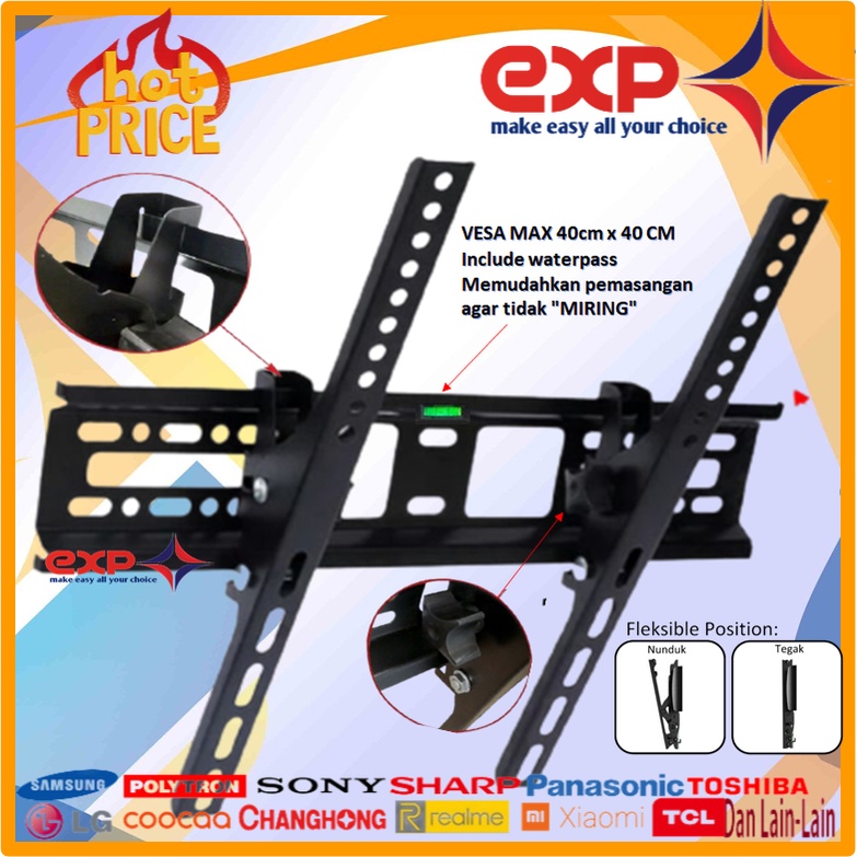 Garansi cocok!!! Bracket TV universal 42&quot; s/d 55&quot; Waterpas adjustable position-18