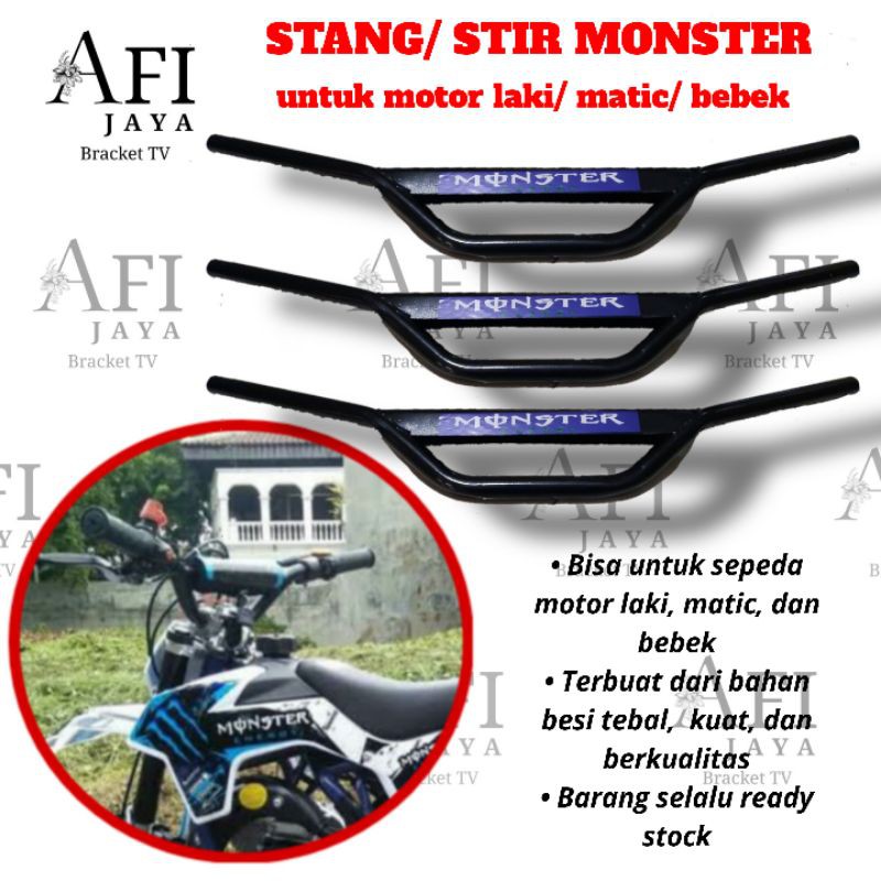 Stang Stir Monster Hitam Motor Laki Matic Bebek Sport Trail Setir Motor Stang Motor Shopee Indonesia