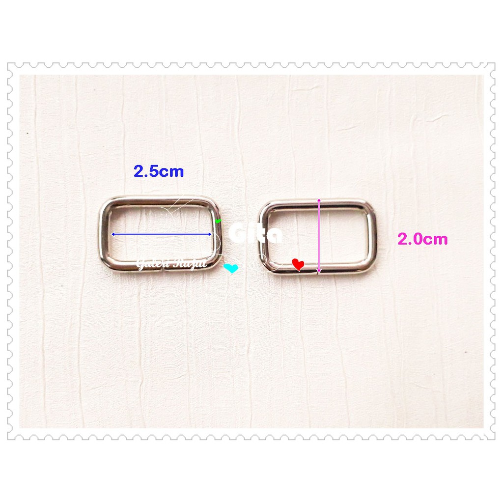 (2pcs) Ring Persegi 2.5cm (3mm) / Ring Tas Persegi