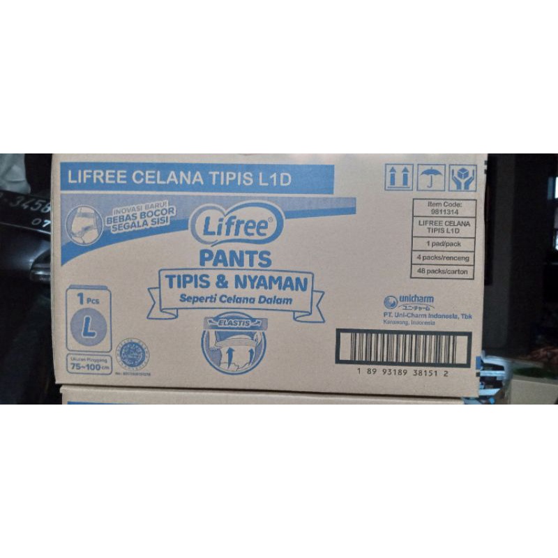 Lifree celana pampers dewasa ukuran L 1 karton/dus isi 48 pcs promo Oktober