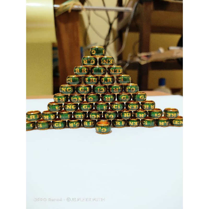 RING MERPATI DONAT GOLD LIS HIJAU TRANSPARAN