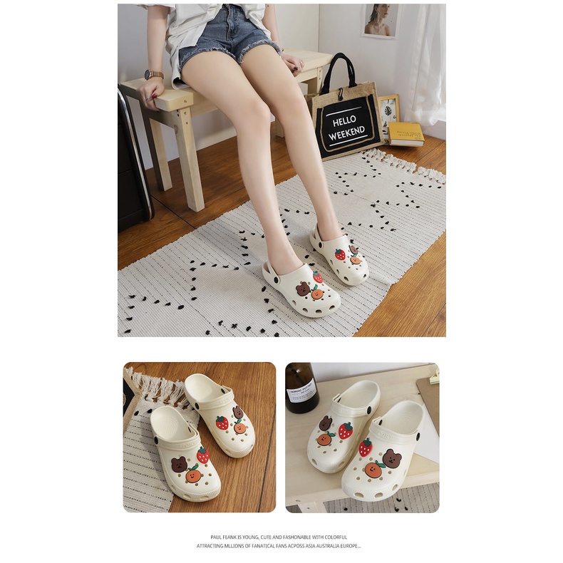 Gobra ♕ SA008 Sandal Jelly fuji Wanita Import Wedges Baim crocs Platform Sandal Baim Karakter Bahan EVA Slop Free Stiker Boneka