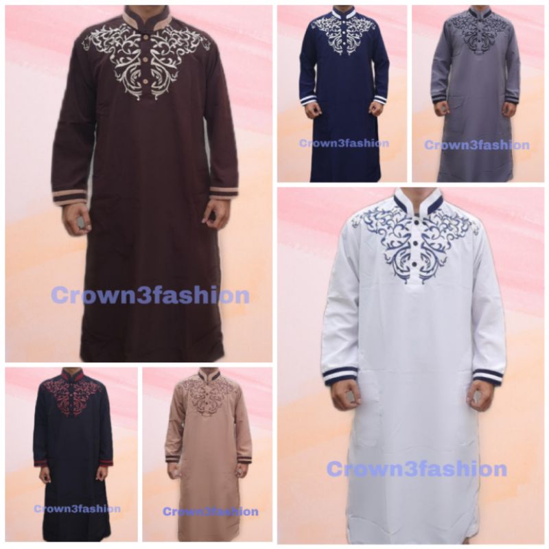 Jubah Pria Gamis Saudi Bordir Terbaru Premium Berkualitas*BisaCOD AL FATTAH