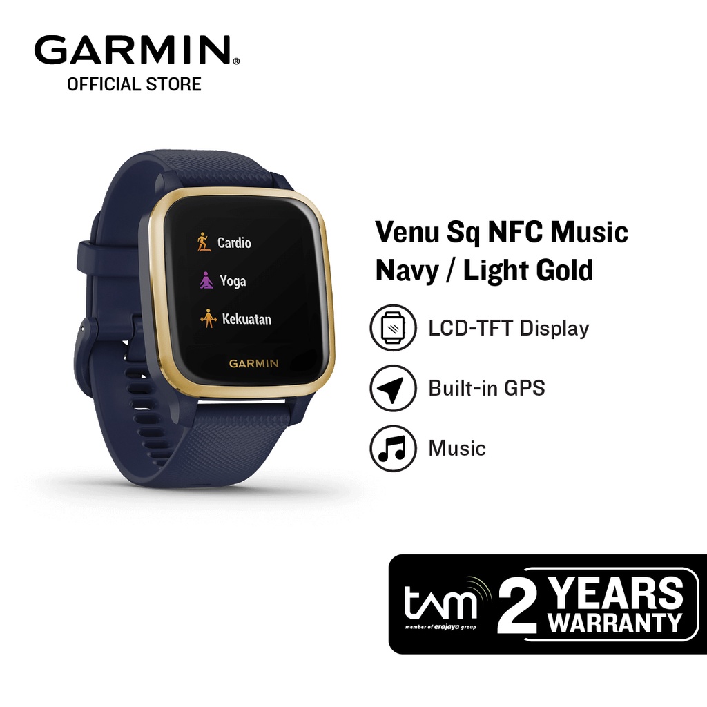 ガーミン Venu Sq Music Navy Light Gold 0100242672 スマートウォッチ