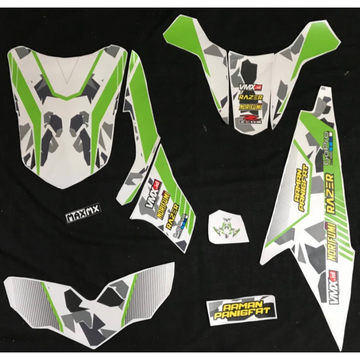 Decal Stiker Beat Karbu Dekal Variasi Stiker Striping Custom Fullbody hijau putih