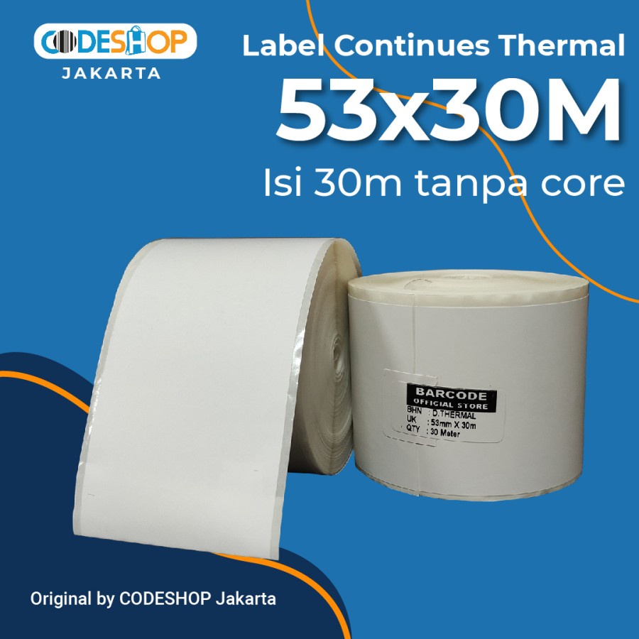 

Label Sticker 53 x 30 M/58 x 30 m Printer Thermal Continues