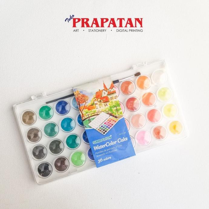 Simbalion Watercolor Cake 36 Warna WCC-36 / Cat Air Simbalion set termurah