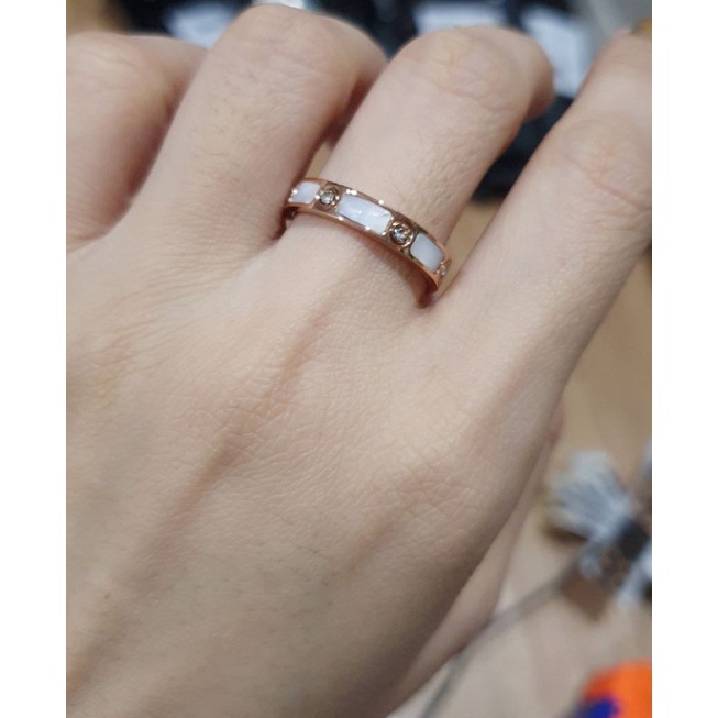 Cincin Titanium Asli Rosegold Premium Quality Anti karat anti alergi Ring Stainless steel set C17
