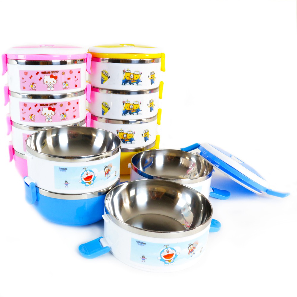 Lunch box stainless steel Susun 4 karakter Motif