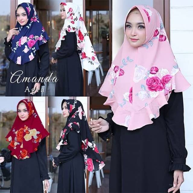 jilbab hijab kerudung khimar instan Amanda Agra motif cantik terbaru