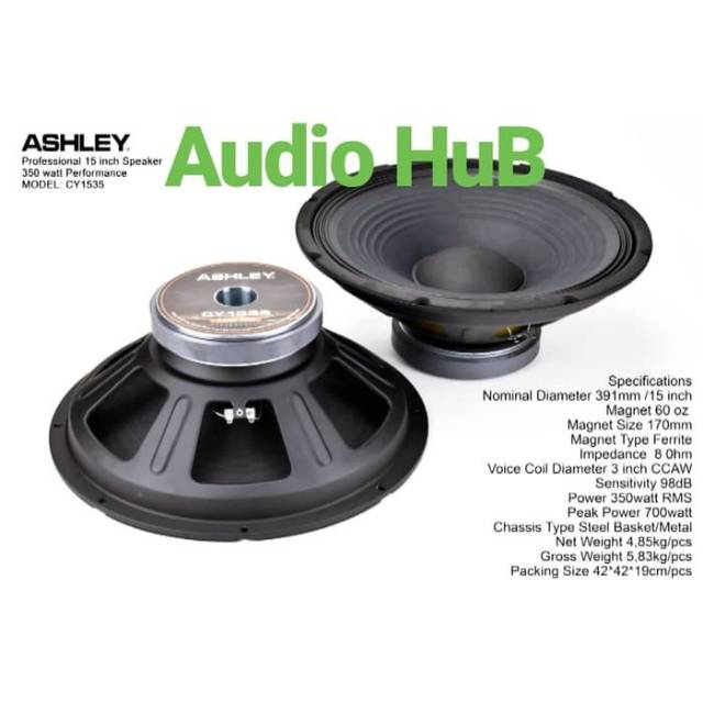 SPEAKER KOMPONEN ASHLEY CY1535 WOOFER CY 1535 15 INCH ORIGINAL GARANSI