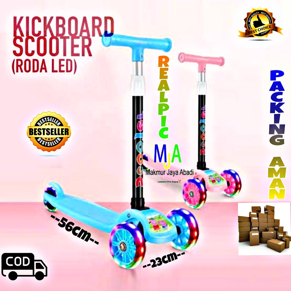 Scooter Kickboard Skuter Otoped Anak Lampu Roda 3