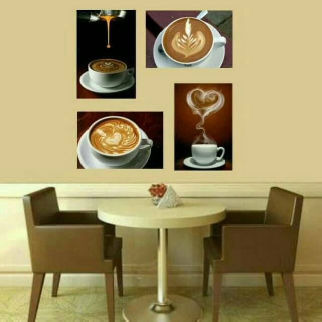 Hiasan Dinding  Minimalis no Pigura Kayu Murah Gambar  Foto Lukisan wall decor Coffee Shopee 