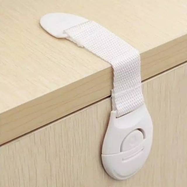 (NCS) MURAH Pengaman Pengunci Lemari Laci Kulkas Drawer Safety Belt Lock Model Kain Dari Anak Bayi Baby