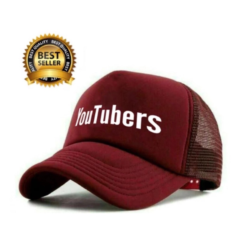 Topi Trucker YouTubers Maroon / Topi Distro Termurah